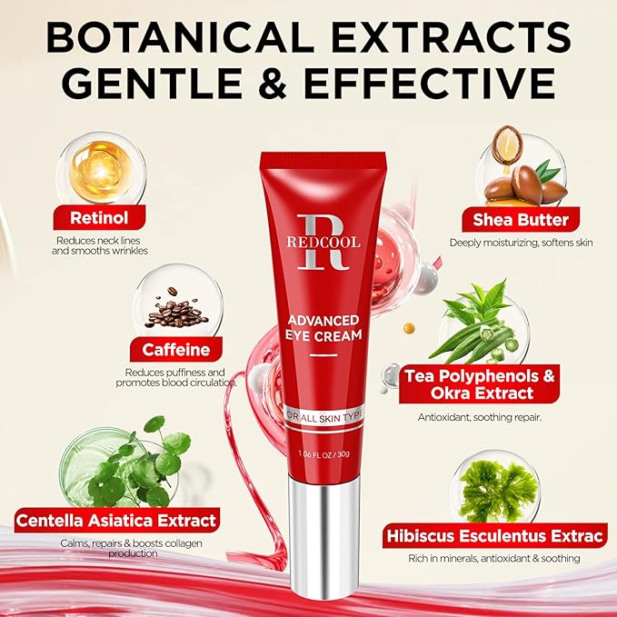 Retinol Eye Cream for Dark Circles and Puffiness, Hydrating Under Eye Cream for Dark Circles, Anti Aging Dark Circle Eye Cream for Fine Lines, Wrinkles, Firming Eye Contour, 1.06 oz