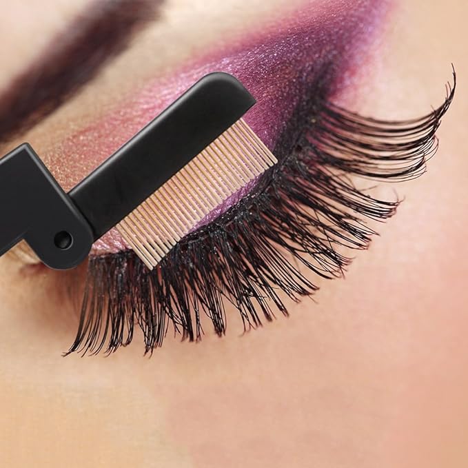 DUcare Eyelash Comb Separator Eyelashes Eyebrow Mascara Brush Applicator Eyelash Definer With Comb Cover Cosmetic Brushes Tool (Black)