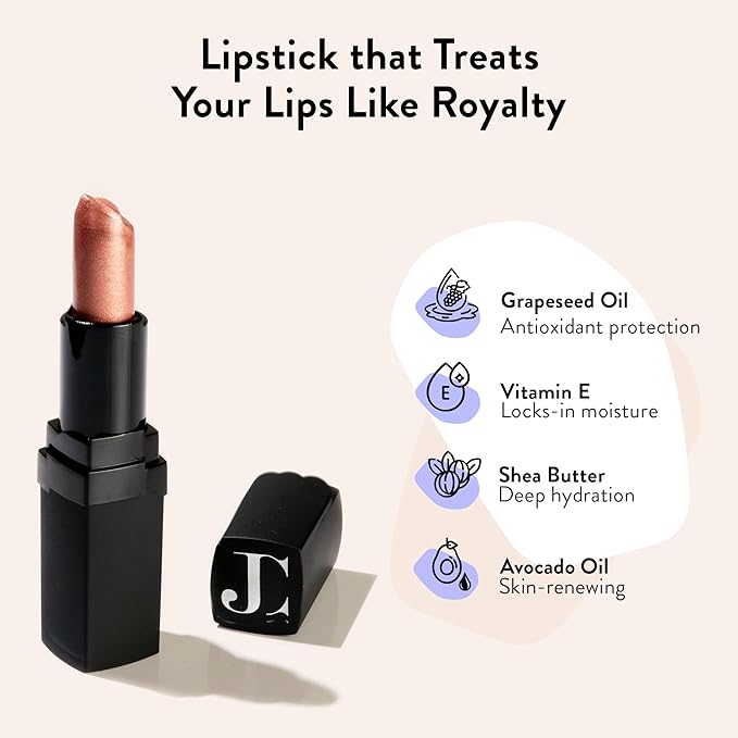 Juwel Cosmetics Frosted Finish Lipstick, Long Wear Moisture-Rich Shades with Natural Minerals, Matte Lipstick Contains Shea Butter, Grapeseed & Avocado Oils, Lead-Free, Cosmo