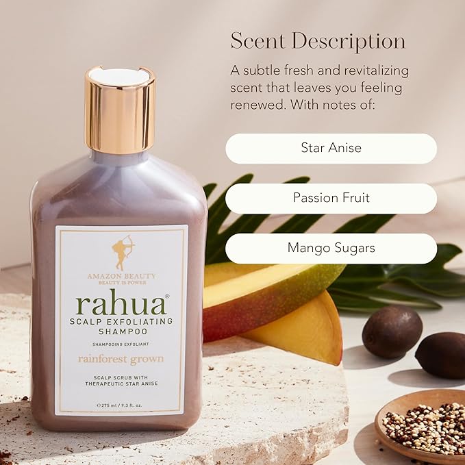 Rahua Scalp Exfoliating Shampoo, Vegan, Gently Cleanses Scalp & Removes Buildup, Botanical Formula with Star Anise, Organic Mango & Passion Fruit, Cruelty-Free, Paraben & Sulfate Free, 9.3 Fl Oz