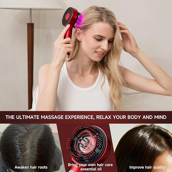 3-in-1 Electric Scalp Massage Comb, Hair Oil Applicator, Five-Level Head Scratching, Soothing and Relaxing to Prevent Hair Loss, Portable Home Massage Comb for Men and Women, Ipx7 Waterproof