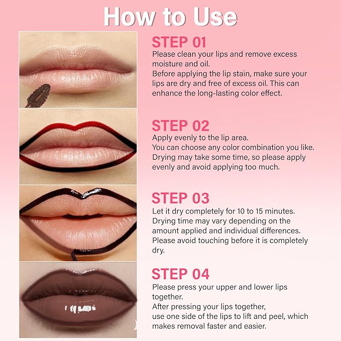 Lip Stain - Lip Stain Peel Off | Waterproof, Transfer-Resistant, Smudge-Proof | Precise Application, One-Peel Finish | Long Lasting Lip Liner Stain for All-Day Color Hold（dark brown）