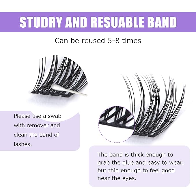 GAQQI Lash Clusters, Individual Lashes D Curl, DIY Lash Extension 14mm False Eyelash Clusters 120 PCS, Natural & Wispy Cluster Lash Wisps (GQ19, D Curl,14mm)