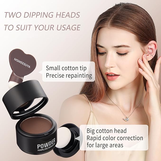 Hairline Powder Instantly, Fill In Fine or Root Touch up powder,Thinning Hair Instantly Thicker Touch Up for Windproof&Sweatproof, Darkroot touch up for Men & Women (ASH BROWN丨4g/0.14Ounce)