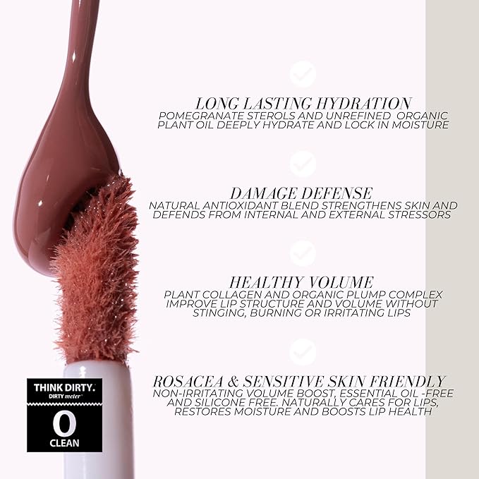 FITGLOW Beauty Lip Colour Serum | Hydrating Lip Gloss | Plumping Anti-Aging Lip Treatment | Natural Shine with Pomegranate Sterols & Collagen | Buildable Color for Dry Chapped Lips | Coco - 10g