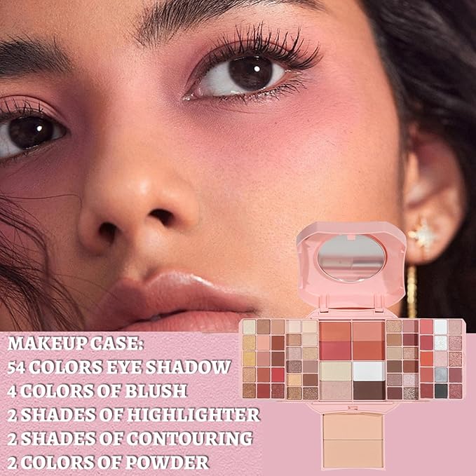 All In One Makeup Kit Matte Shimmer Eyeshadow Palette Professional Cosmetics Fashion Women Makeup Case Full Primer Set Present (B)