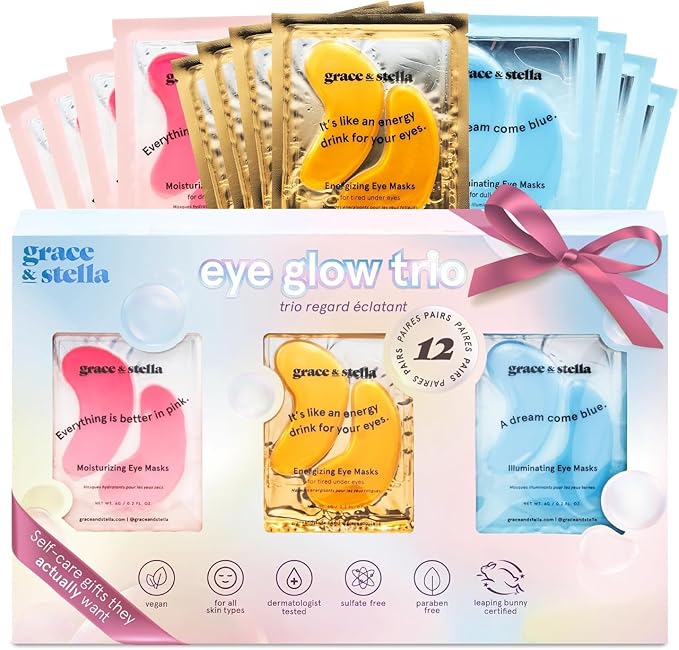 grace & stella Under Eye Patches (12 pairs) Eye Masks for Puffy Eyes and Dark Circles - Stocking Stuffers for Teen Girls, Christmas Gifts for Women, White Elephant Gifts, Birthdays, Bridal - Self Care