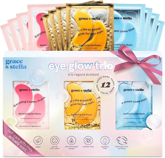 grace & stella Under Eye Patches (12 pairs) Eye Masks for Puffy Eyes and Dark Circles - Stocking Stuffers for Teen Girls, Christmas Gifts for Women, White Elephant Gifts, Birthdays, Bridal - Self Care