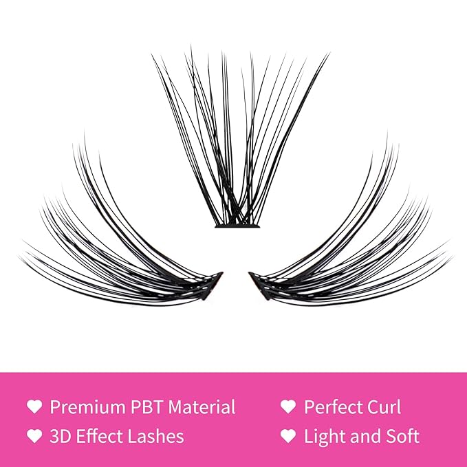 Individual Lashes 240pcs Cluster Lashes 30D+40D DIY Eyelash Extension D Curl 0.07 Natural Individual Lash Extensions False Eyelashes at Home (30D+40D-0.07D, 16mm)