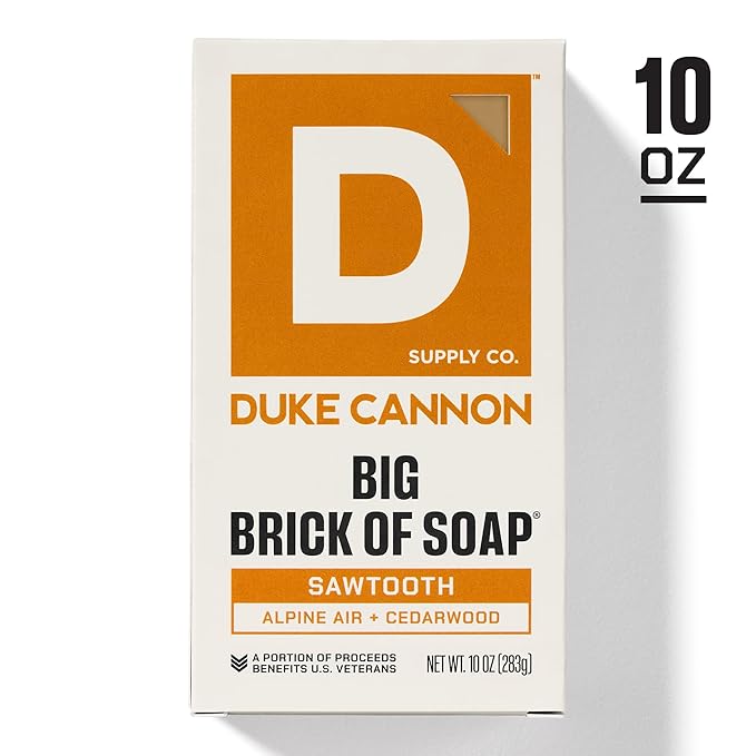 Duke Cannon Supply Co. Extra Large Bar Soap - Men's Natural Bar Soap with Masculine Scents - Made in the USA with Domestic & Globally Sourced Materials - All Skin Types - Big Brick - Sawtooth,10 oz