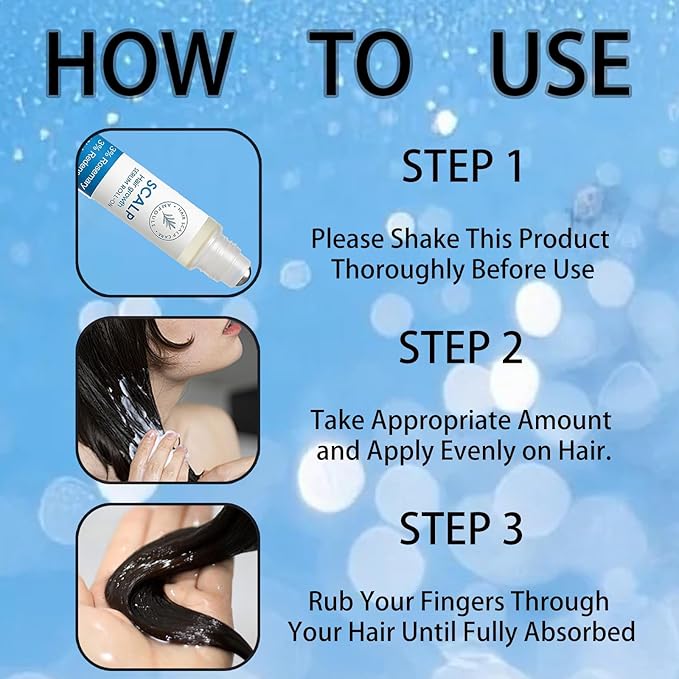 Hair Growth Roll On, Rosemary Hair Growth Serum Roll On, Advanced Hair Growth Roll-On Serum, Thicker & Stronger Hair, Nourishes Scalp & Roots for All Hair, Women and Men (3pcs)