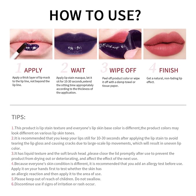 Petansy Peel Off Lip Tint 3 Colors Detachable Lip Liner Long Lasting Waterproof Matte Lip Gloss Liquid Lipstick Pigmented Lip Pencil (3Colors/Set)
