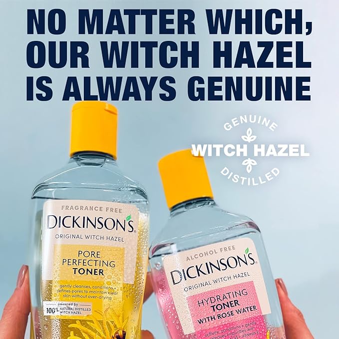 Dickinson's Enhanced Witch Hazel Hydrating Toner with Rosewater, Alcohol Free, 98% Natural Formula, 16 Fl Oz (Pack of 2)