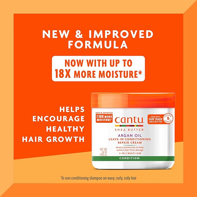 Cantu Leave-In Conditioning Repair Cream with Argan Oil, 16 oz (Pack of 12)