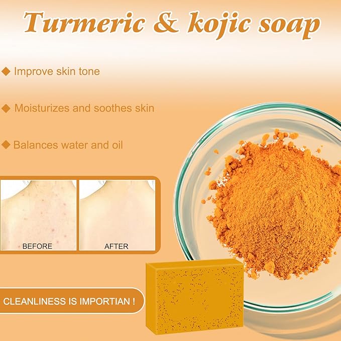 Turmeric Wash and Care Three Piece Set, Turmeric Trio: Facial Wash, Cleansing Mousse & Soap for Skin Care, Turmeric Cleansing Exfoliating Pads, TurmericFace Wash for Face & Body (1Set)