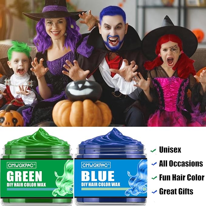 4 Colors Temporary Hair Color for Kids,Christmas Gifts for Teens Girls,Boys,Stocking Stuffers for Kids,Adults,Temporary Hair Dye,Hair Color Spray Green Red Blue Purple Hair Dye Hair Wax Color Instant