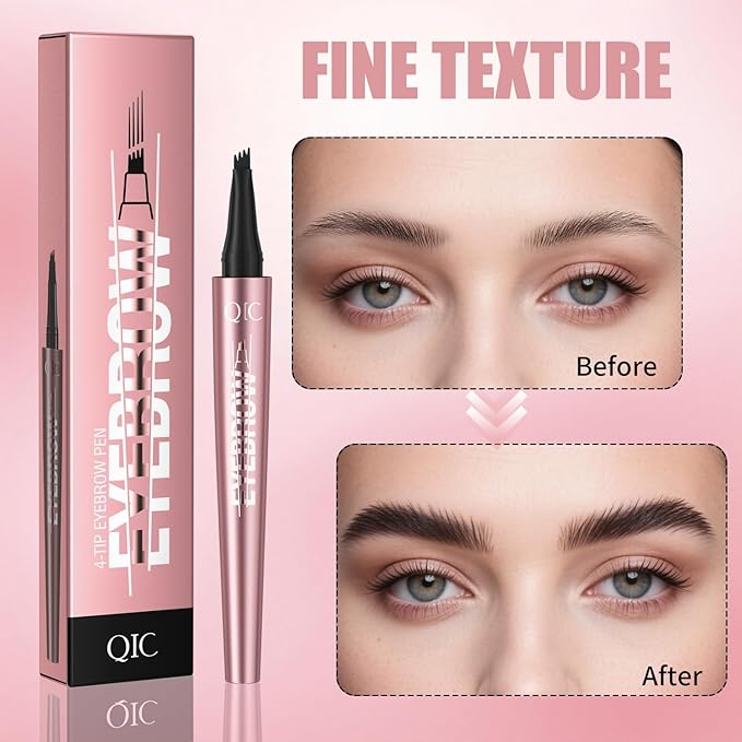 Eyebrow Pen, Waterproof Microblading Eyebrow Pencil, Eye Brown Makeup Pen with a Micro-Fork Tip for Women to Effortlessly Create Hair Like Natural Brows Dark Brown