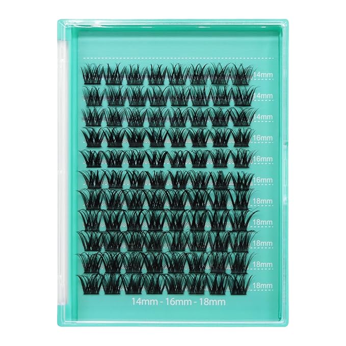 Bodermincer Lash Clusters D Curl Black/Brown/Colored Lashes 10-12-14/12-14-16/16-18-20mm Mixed Lash Clusters Kit For Beginner (Y07# 14-16-18mm Mixed)