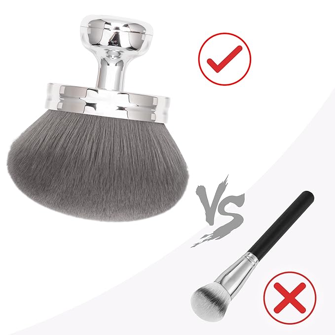 Blend & Blur Extra Large Body Makeup Brush for Self Tanner,Leg Makeup & Bronzer Self Tan Back Applicator, 3.2inch Wide Head Kabuki Brush For Application with Drawstring Bag (Silver)