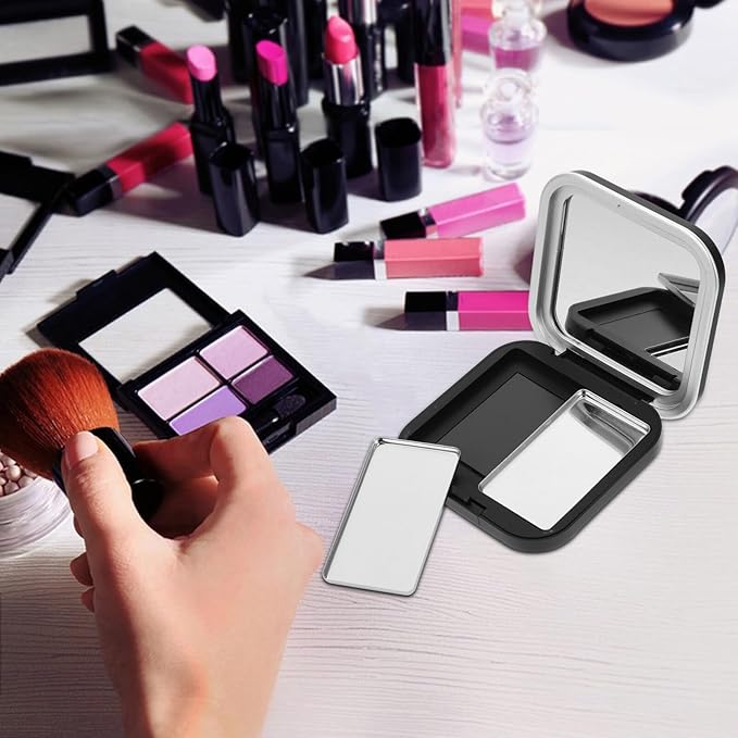 Beaupretty Empty Eyeshadow Palettes 2PCS Empty Eyeshadow DIY Lipstick Lip Balm Blusher Containers Refillable Makeup Storage Case Box with Mirror