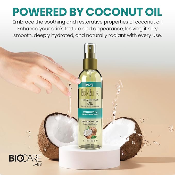 Biocare Extra-Soft Skin Body Oil with Coconut Oil - 6 oz