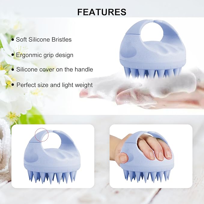SetSail Hair Scalp Massager Shampoo Brush, Soft Silicone Hair Scalp Scrubber with Ergonomic Handle Dry and Wet Use Hair Scalp Brush for Hair Growth, Dandruff Removal, Blood Circulation for Women Men