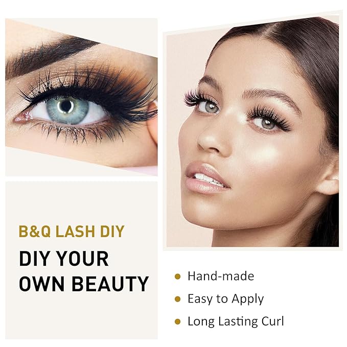 B&Qaugen Lash Clusters B07 D Curl 8-16MIX Eyelash Clusters 72 PCS Cluster Eyelash Extensions C/D Curl Lash Clusters Wispy Mega Volume Cluster Lashes DIY lash Extensions at Home (B07,D-8-16MIX)