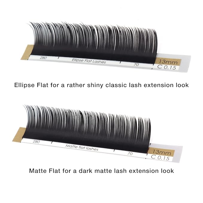 LASHVIEW Ellipse Eyelash Extensions 0.15mm D Curl 12mm Flat Eyelash Extension Eyelashes Lashes Extension Black False Lashes Flat Lash Extension Lashes Extensions Salon Use