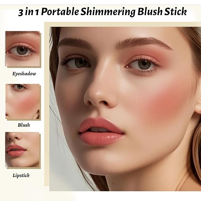 Jelly Lip Stain&Cheek Tint,Sheer Blush with Vegan Collagen+Aloe,4 Colors Fun Bouncy Jelly Lip Gloss for Girls,Moisturizing,Long-Lasting,Cute Stuff