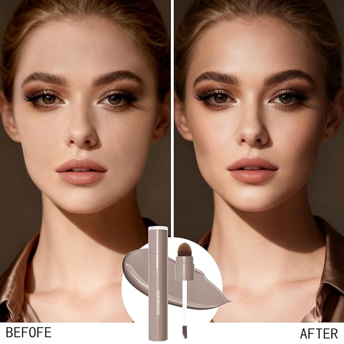 Cool Toned Liquid Contour Stick, Blendable Lightweight & Long-Lasting Cold Matte Grey Cream Bronzer with Brush for Face Shaping Contouring Makeup, Portable Travel Size, 01 Cool Grey Brown