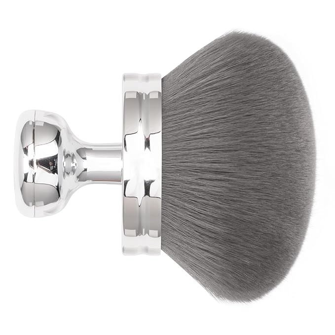 Blend & Blur Extra Large Body Makeup Brush for Self Tanner,Leg Makeup & Bronzer Self Tan Back Applicator, 3.2inch Wide Head Kabuki Brush For Application with Drawstring Bag (Silver)