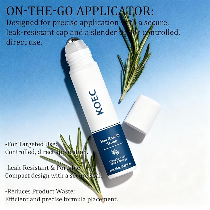 Hair Growth Serum Roll-On,Rosemary Oil Nourishing Scalp Treatment,Reduces Hair Fall and Strengthens Hair,Easy Roller Applicator for Women and Men (1)