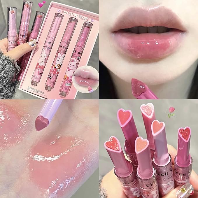 6 Colors Cute Jelly Lipstick Set, Shine Hydrating Lip Gloss, Moisturizing Tinted Lip Balm, Smooth Nourishing Lip Care Lip Tint with Gift Box