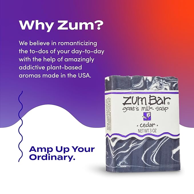 Zum Indigo Wild Goat's Milk Soap Bar - Bar Soap for Hands & Body Made with Essential Oils - 3 oz - Cedar (3 Pack)