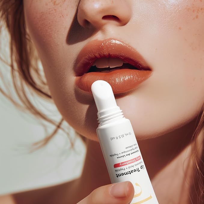 Alfie Hyaluronic Acid Lip Booster -Strawberry Flavor -15ml/0.5 Fl. Oz -Peptide Lip Treatment -Lip Plumper & Filler -Lip Serum & Moisturizer -Lip Volume Hydrating Treatment -Vegan Friendly, Non-Toxic