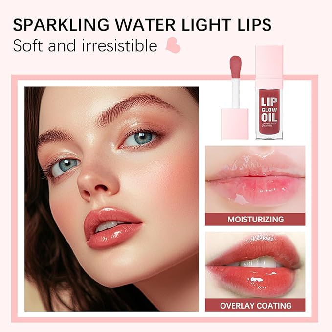 CHIFURE Hydrating Lip Oil, Plumping Lip Gloss, Moisturizing Lip Balm, Transparent Lip Oil, Non-Sticky Long Lasting Lip Gloss, Tinted Lip Balm for Lip Care,0.28 OZ (#015-Cherry, 0.28 OZ)