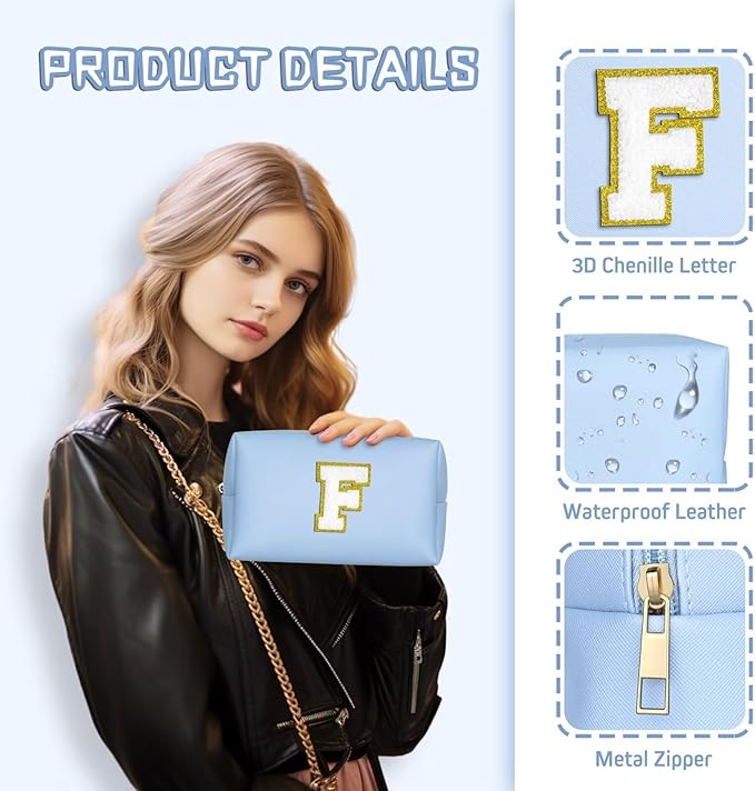 TOPEAST Travel Toiletry Bag - Travel Essentials, Cute Small Makeup Bag, Waterproof Toiletry Bag for Women, Birthday Gifts (Sky Blue L)
