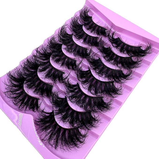 HBZGTLAD Mink Lashes Fluffy False Eyelashes 25mm Dramatic Faux Mink Eyelashes Natural Look Cat Eye Volume Eye Lashes Multipack (LD36)