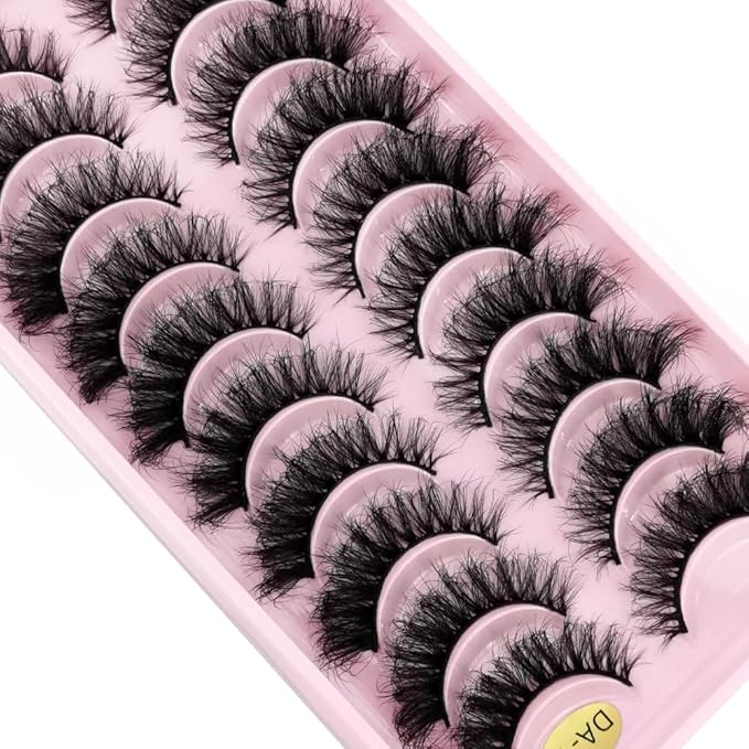 HBZGTLAD New 10 Pairs 3D Mink Lashes False Eyelashes Handmade Wispy Fluffy Long Lashes Natural Eye Makeup Tools Eye Lashes(DA-14)