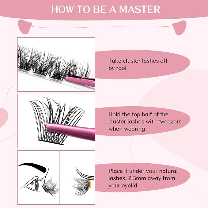 Lash Clusters, 72 Pcs Individual Lashes, Cluster DIY Lash Extension, Volume Eyelashes Look, Super Thin Band and Comfortable (Volume-C-10mm)