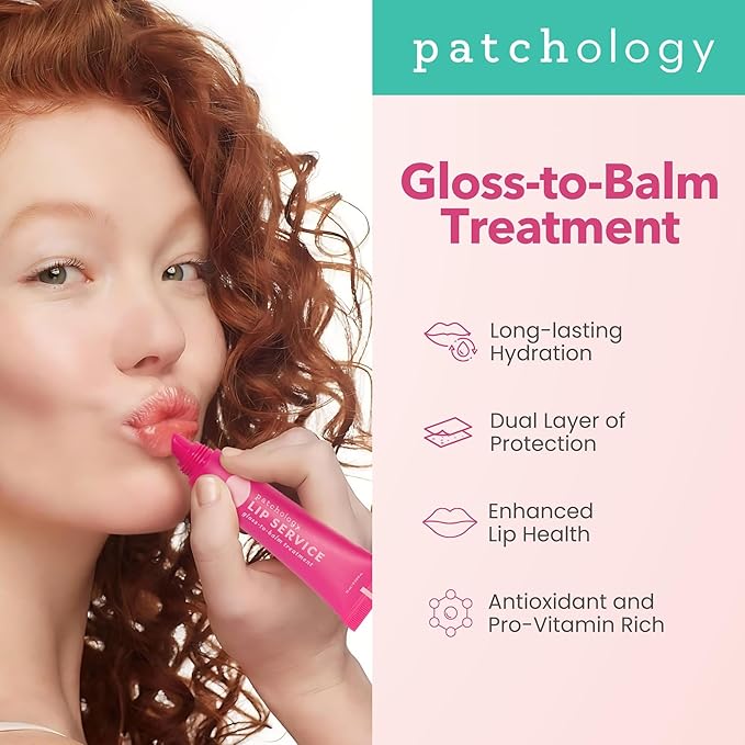 Patchology Lip Gloss for Women - Glossy, Clear Shine Hydrating Lip Balm with Aloe, Honey, Goji Berry Oil - Moisturizing Lip Treatment for Dry, Cracked Lips - Light, Clean for Soft, Smooth Lips (15ml)