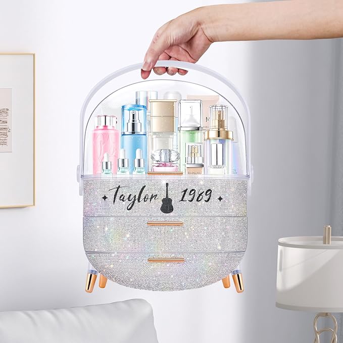 Teen Girls Gift Makeup Organizer,Skincare Organizer Jewelry Storage,Cosmetics Storage and Display Case,Make Up Holders and Organizers for Countertop,Bathroom Organizer (Text)