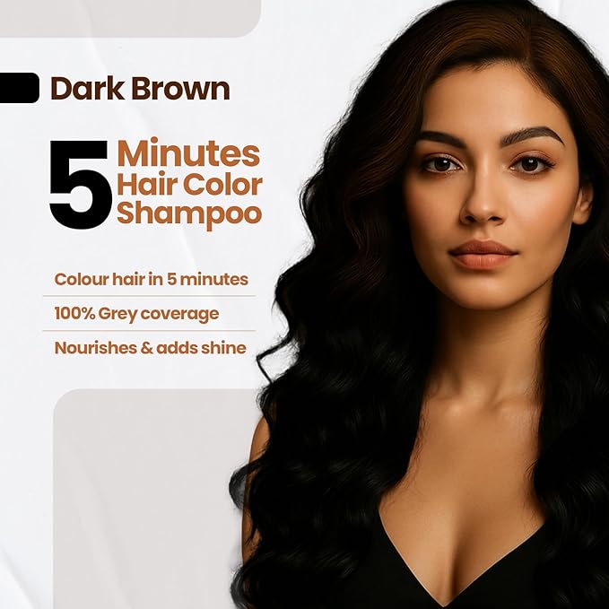 BSY Noni Dark Brown Hair Color Shampoo | Anti Hair Fall | 100% Ammonia-Free | Noni Fruit-Based 5-Minute Hair Color | Natural Shine & Conditioning | 20ml x 6 Packs