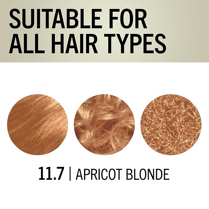 Schwarzkopf Keratin Blonde Hair Dye, 11.7 Apricot Blonde, Professional Quality Hi-Lift Permanent Hair Color, Bond Enforcing System Helps Prevent Breakage* Pre-Color Serum & Conditioner Included
