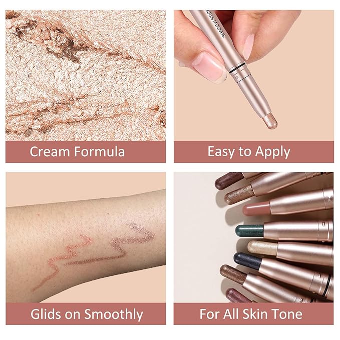 Green Eyeshadow Stick, Shimmer Cream Single Eyeshadow Pencil High Pigmented Eye Shadow Brightener Stick, Hypoallergenic Waterproof Long Lasting Highlighter stick Create Multi-Dimensional Eyes Look 12#