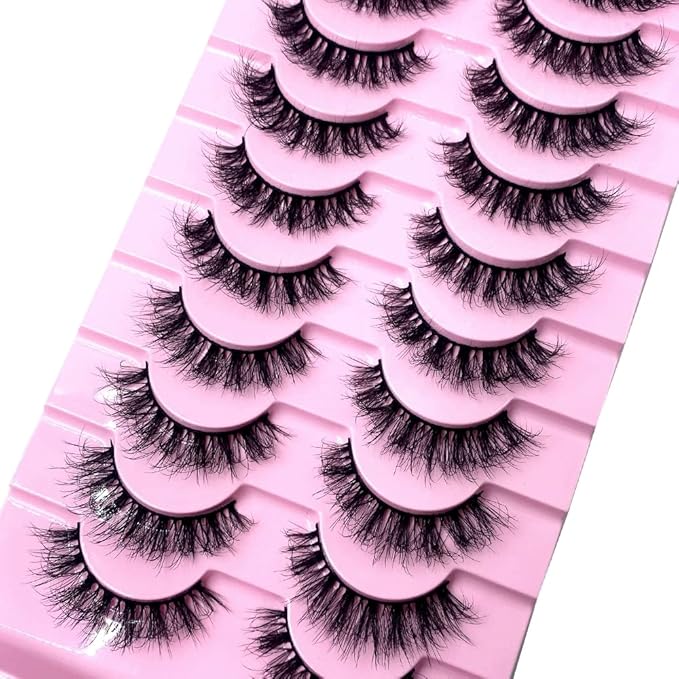 HBZGTLAD New 10 Pairs 3D Mink Lashes False Eyelashes Handmade Wispy Fluffy Long Lashes Natural Eye Makeup Tools Eye Lashes(M52)
