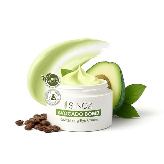 sinoz Eye Cream Avocado,Lipsomal caffeine, Bright and tight, Masks for Dark Circles & Puffy Eyes, Under eye cream. 0.5 fl oz & 15 ml