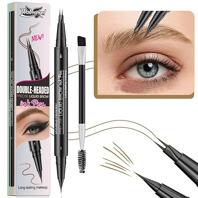 Light Brown Eyebrow Pen Liquid blonde Eyebrow Pencil 2 in 1 Dual-Ended Eye Brow Pencils for Women Waterproof Natural and Precise Brush Tip Create natural hair like eyebrows that last all day # 01