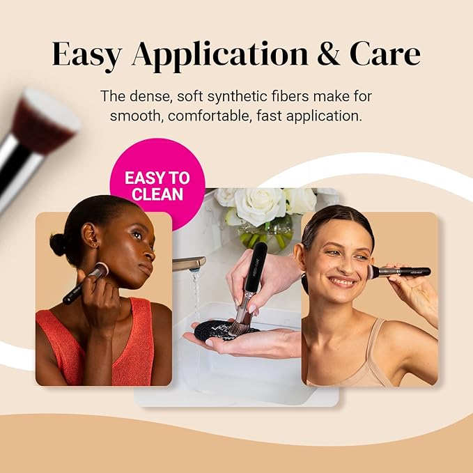 Black & White Kabuki Foundation Brushes Bundle By KESHIMA - Regular Size - Premium Makeup Brushes for Liquid, Cream, and Powder