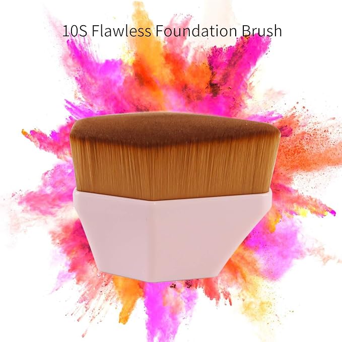 Foundation Brush, Daubigny Iron Type Makeup Brush for Face Blush Liquid Powder Foundation Brush for Blending Liquid, Cream or Flawless Powder Cosmetics with Protective Case (Pink)